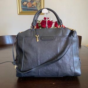 Fossil Black Leather Laptop Bag